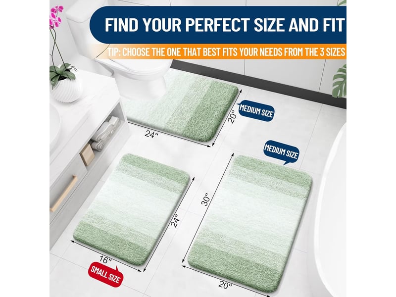  Tapis de bain en microfibre - 24 x 36 pouces - vert sauge  - Conforama B
