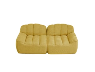 Canapé 2 places modulaire 210x104x79 cm, sans montage, polaire granuleux, assise profonde, tissu, jaune