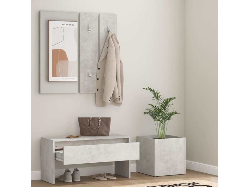  Ensemble de meubles de couloir gris béton bois d'ingénierie shl56520  - Conforama C