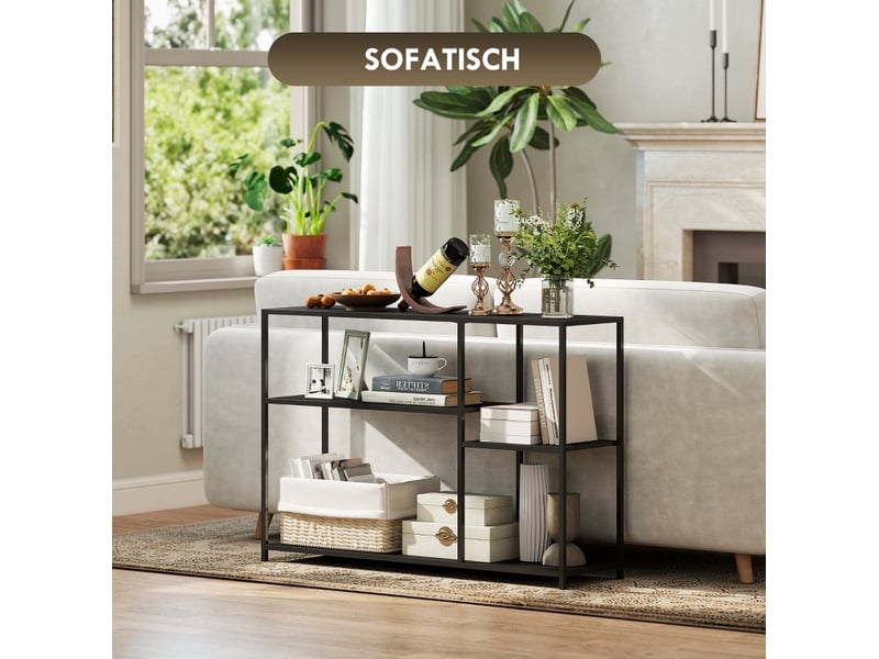  Table console 110x30x75 cm design industriel métal noir  - Conforama D