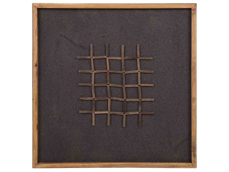  Tableau en bois recyclé fait main relief noir et brun 62x4x62 cm h  - Conforama B