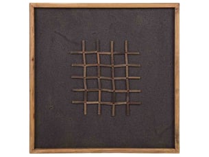 Tableau en bois recyclé fait main relief noir et brun 62x4x62 cm h