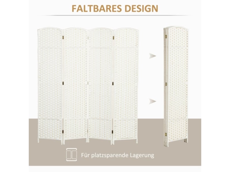  Paravent 4 panneaux pliable séparateur de pièce, cloison d’intimité pour salon chambre bureau à domicile  - Conforama C