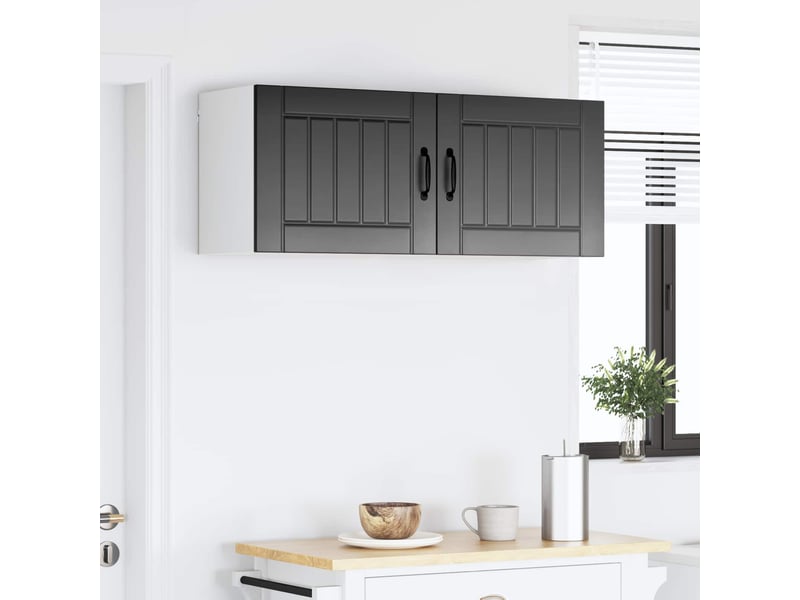 Meuble mural de cuisine | armoire de cuisine 2 pcs noir bois d'ingénierie shl7254 - Conforama D
