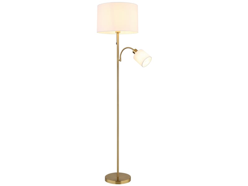  Globo truett lampe de lecture en laiton mat, abat-jour blanc lin, 2 led e27  - Conforama A