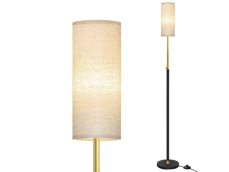  Lampadaire réglable en hauteur 148 x 25 x 25 cm avec interrupteur au pied style moderne déco intérieur en acier noir 12_0012985  - Conforama C