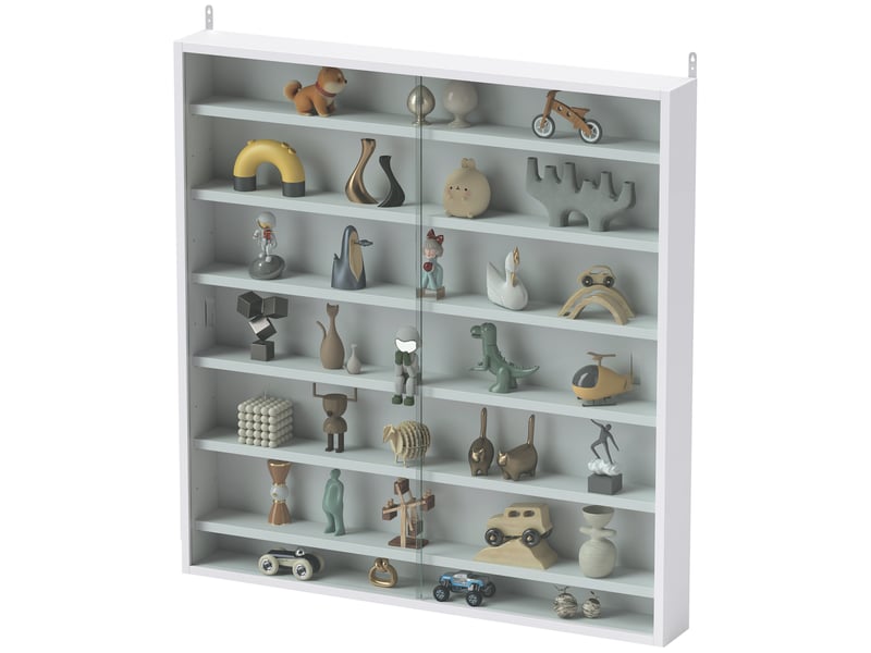  Vitrine pour collection vitrine murale 80 x 9,5 x 83 cm 6 étagères réglables en hauteur 2 portes coulissantes en verre  - Conforama B