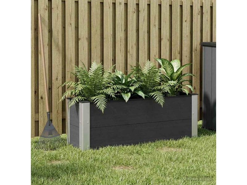  Jardinière - bac à fleurs surélevée noir 100 x 30 x 36 cm wpcs et aluminium  - Conforama B