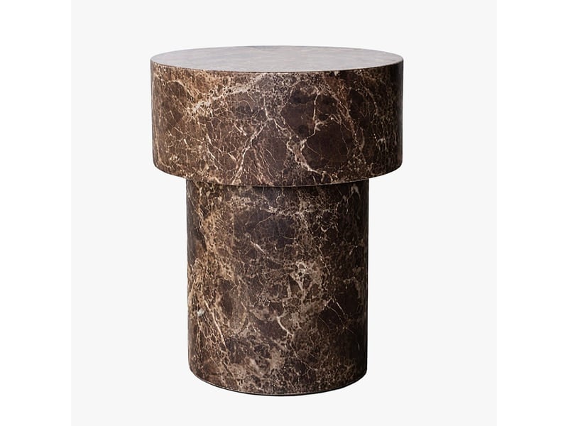  Table d'appoint ronde en marbre d'ingénierie marron d39 cm  - Conforama A