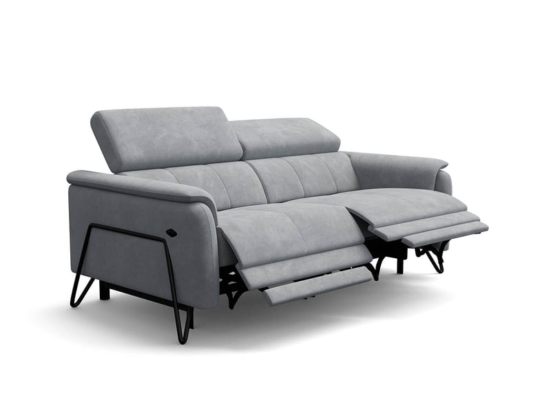  Canapé 3 places roden, 2x relax, tissu velours gris clair RODEN - Conforama A