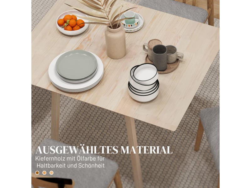 Table à manger pliante, table de cuisine pour 2 à 4 personnes en bois, 110 x 86 x 75 cm, idéale pour les petits espaces, couleur naturelle - Conforama E