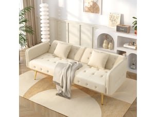 Canapé droit convertible <strong>MODENVIE</strong> <strong></strong> 2 places Velours beige