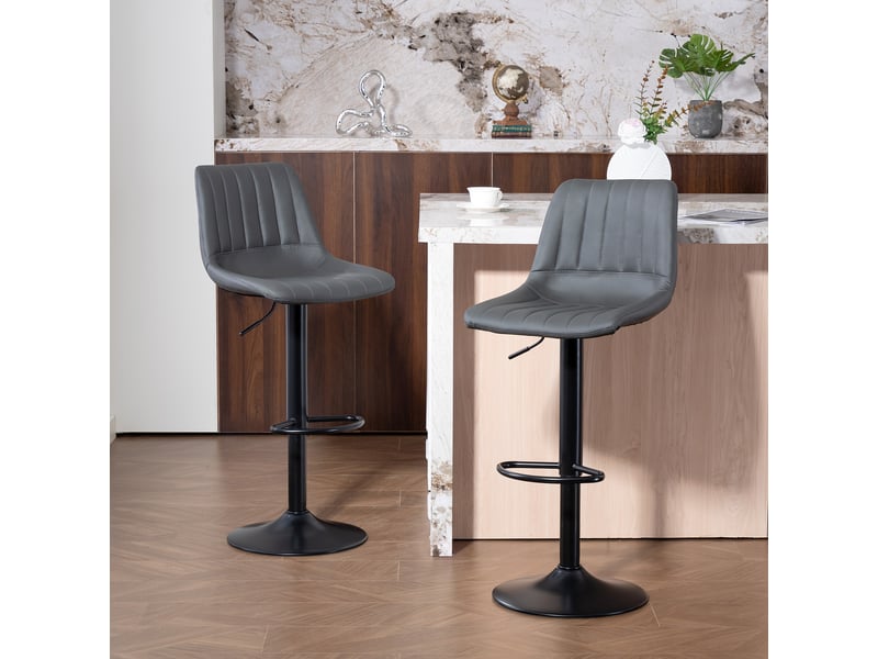  Ensemble de 2 tabourets de bar au design rétro, avec repose-pieds, hauteur réglable, 43 cm x 49,5 cm x 111 cm  - Conforama D