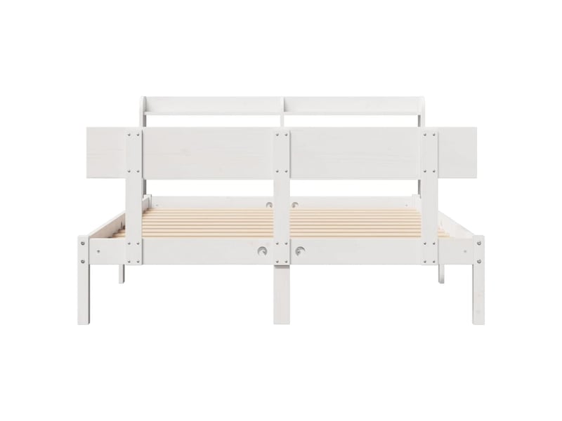  Lit double- lit adulte -  cadre de lit sans matelas blanc 140x200 cm bois de pin massif  - Conforama C