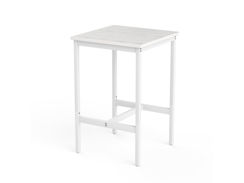  Ensemble table haute et deux tabourets, style industriel blanc, plateau 60 x 60 cm, sièges avec dossier pour cuisine et séjour  - Conforama W