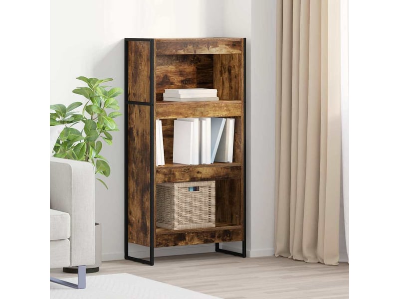 Bibliothèque, armoire à livres 60 x 30 x 121 cm bois d'ingénierie chêne fumé - Conforama B