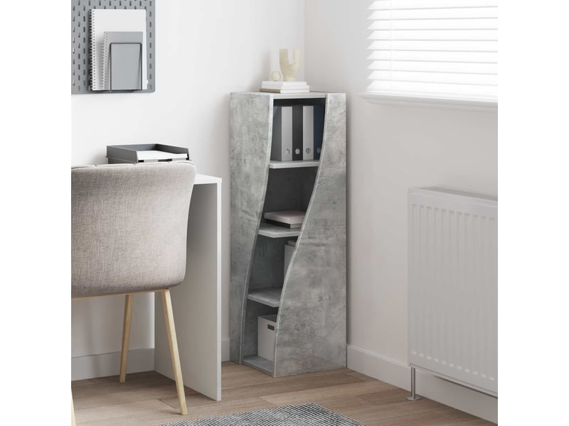  Meuble d'angle, meuble de rangement salon 32x32x102cm bois d'ingénierie gris béton  - Conforama D
