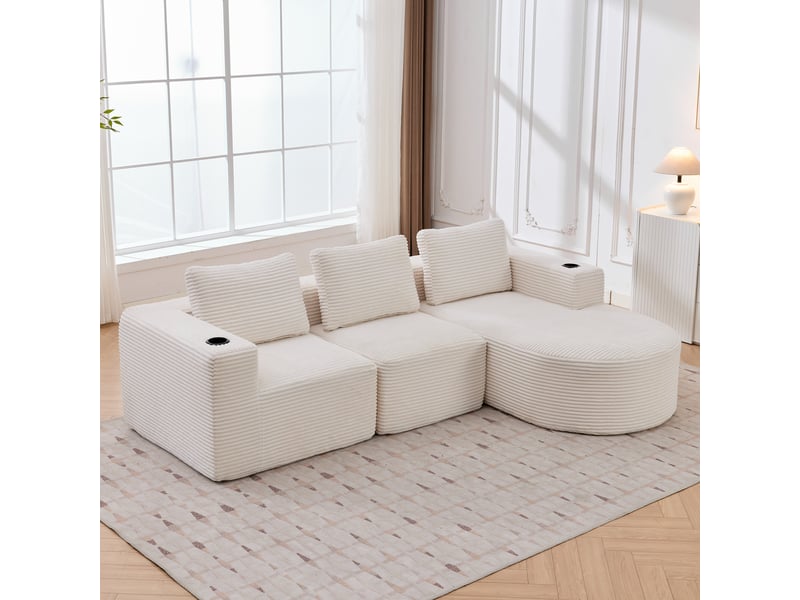  Canapé 2 places, canapé de salon — 265 cm, pour appartement, pour salon, porte-gobelets  - Conforama E