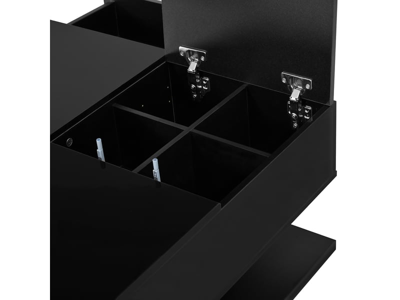  Table basse relevable avec tiroirs et led noir brillant 72 x 72 x 35 cm N621P497636S - Conforama E