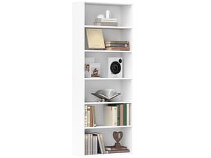 Bibliothèque étagère de rangement 6 niveaux avec étagères réglables pour salon, chambre, bureau, 60x24x158,5cm, blanc