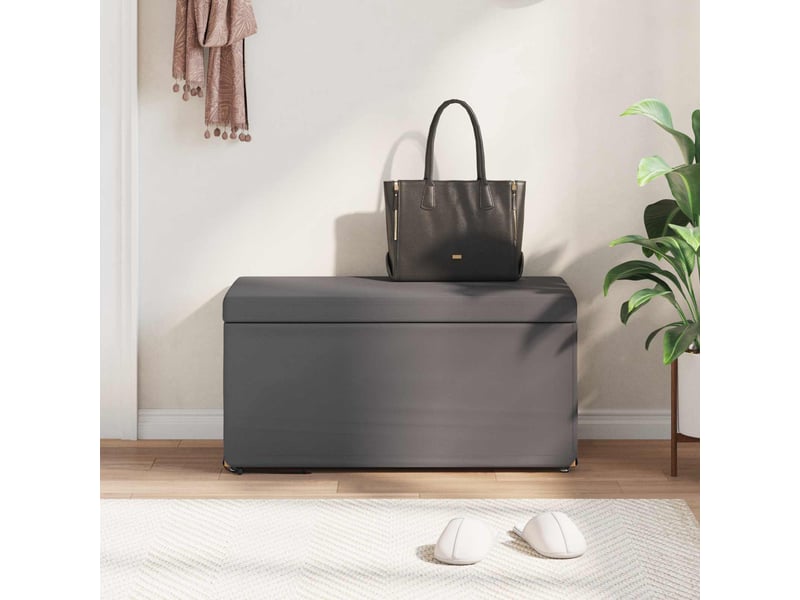 Tabouret bas, ottoman gris 81x41x40 cm - Conforama C