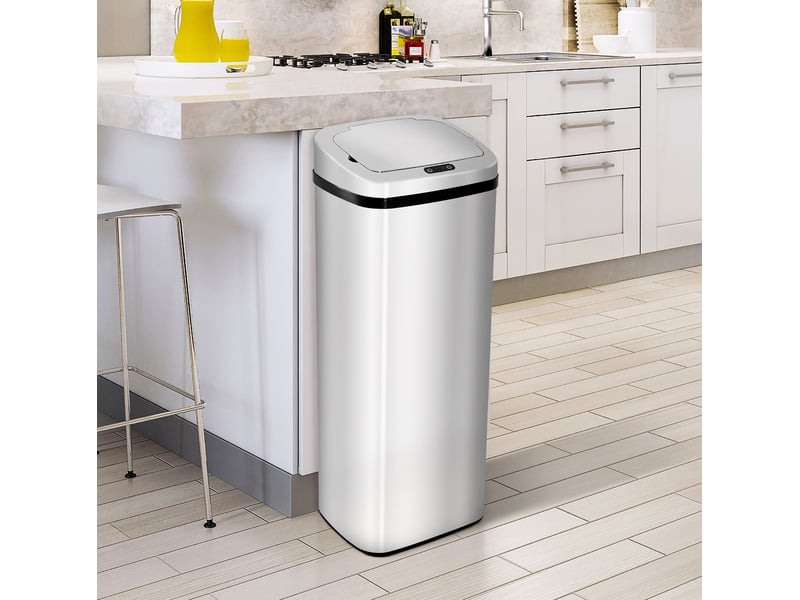  Poubelle automatique tcqpz 50 l avec capteur en acier inoxydable argenté 33 x 25 x 84 cm  - Conforama B