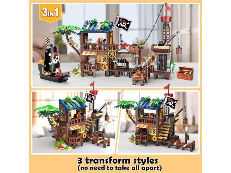  Set de construction pirate 781 pieces avec led 3 en 1 bateau et camp transformable 151498_AAAHU09275_6_DROPFR - Conforama E
