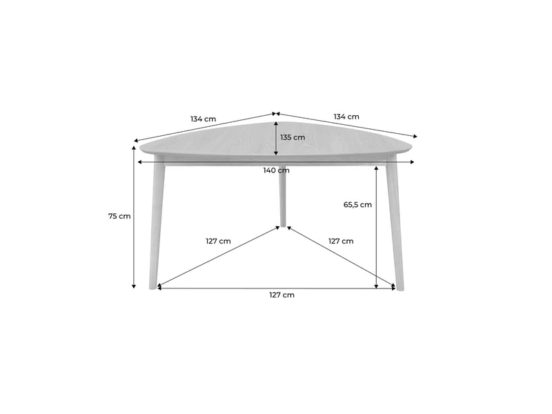  Table à manger triangulaire bois d'hévéa placage chêne 6 places noir - ninon  - Conforama D