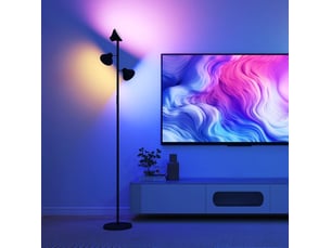 Lampadaire dimmable avec lampe de lecture rgb 25x170 cm 3 têtes orientables plastique noir