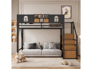 Lit mezzanine 140x200 cm <strong>MODENUIT </strong>  <strong></strong> coloris noir