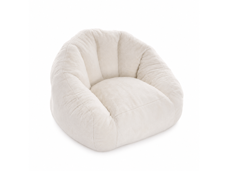  Pouf poire pour adulte en fausse fourrure crème, grand format, moelleux, sans montage  - Conforama A