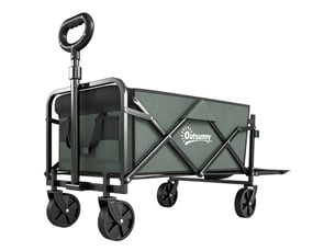 Chariot de transport pliable à roulettes 76 x 48 x 92 cm capacité 72 l poches pratiques contemporain en polyester vert 21_0005570