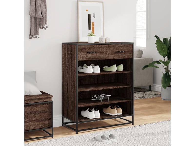  Meuble à chaussures, armoire à chaussures chêne marron bois d'ingénierie et métal shl359  - Conforama C