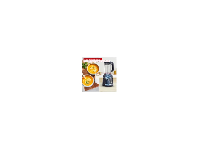  Moulinex blendforce cook lm5768f0 blender chauffant 1000 w 1,5 l avec mini hachoir noir bleu 8221820 - Conforama E