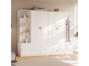 Armoire 6 porte(s) battante  4 tiroir(s) <strong></strong> <strong>Qualité haut de gamme</strong> coloris blanc largeur 45 cm