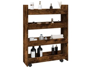 Chariot de rangement étroit pour bureau 4 niveaux chêne fumé