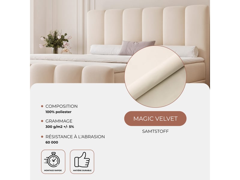  Lit adulte ferrero - 140x200 cm - coffre de rangement à ouverture latérale - avec matelas à ressorts - beige FERRERO - Conforama C
