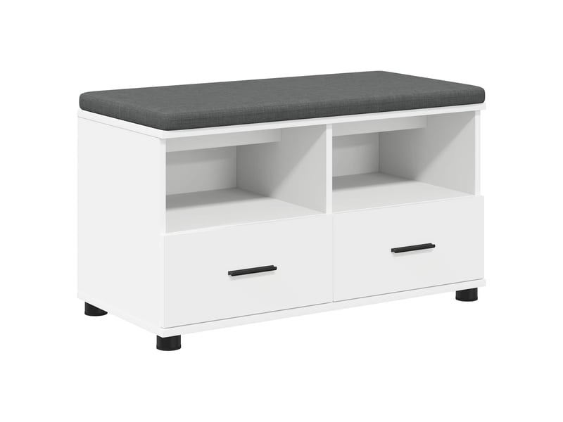  Banc d'entrée blanc 80x38x46 cm bois ingénierie et tissu shl52645  - Conforama A
