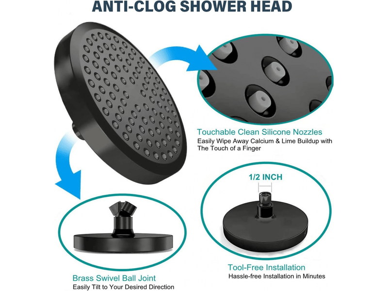 Pommeau de douche anticalcaire, pommeau de douche haute pression, pommeau de douche fixe, pommeau de douche pluie à économie d'eau, pommeau de do - Conforama C