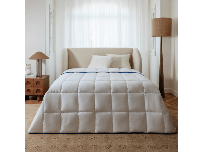  Couette légère temperée 100% fibres creuses siliconnées, enveloppe coton - 140 x 200 Céleste - Conforama B