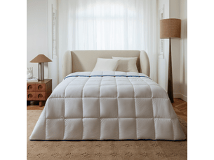Couette légère temperée 100% fibres creuses siliconnées, enveloppe coton - 140 x 200