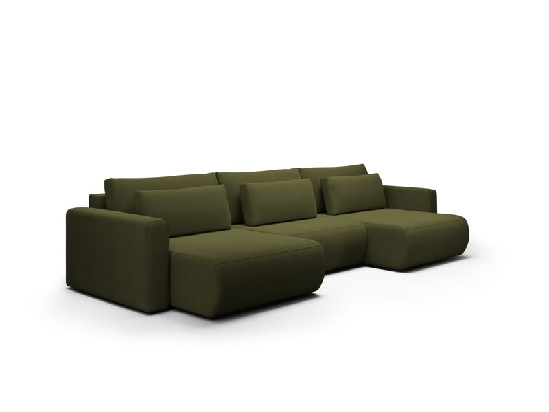  Canapé d'angle convertible 5 places welly u vert olive  - Conforama A