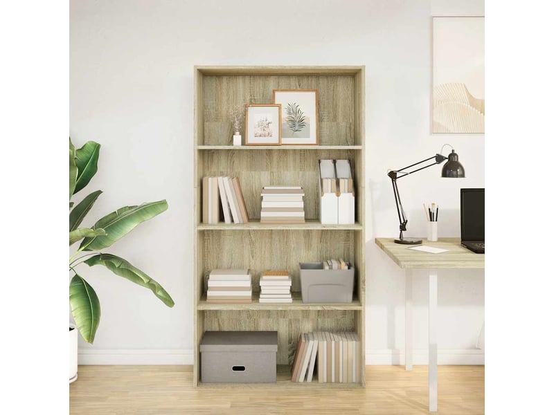  Bibliothèque, meuble de rangement salon chêne sonoma 80x30x152 cm bois d'ingénierie  - Conforama C
