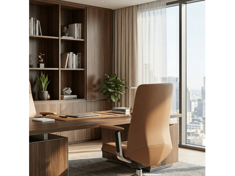  Fauteuil de bureau cuir mi-dossier 67x63,5x100-106 cm – marron – inclinaison 127° et vérin réglable  - Conforama E