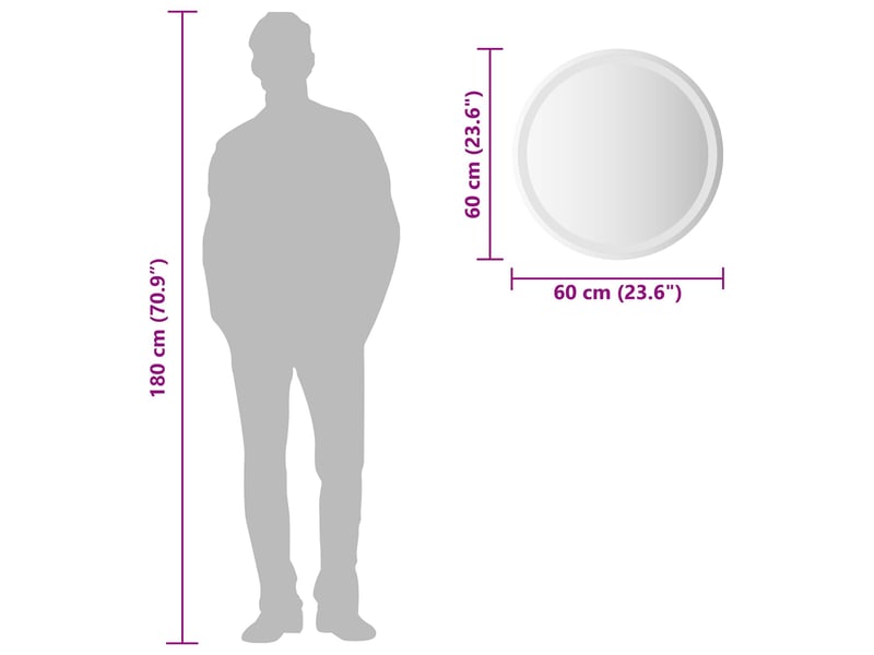  Miroir de salle de bain, miroir de toilette led transparent ø 60 cm verre trempé cf62638  - Conforama E