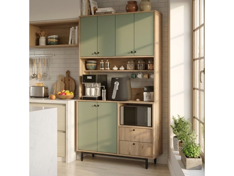  Buffet de rangement multiusage avec étagères et portes thromex - vert foncé  - Conforama B