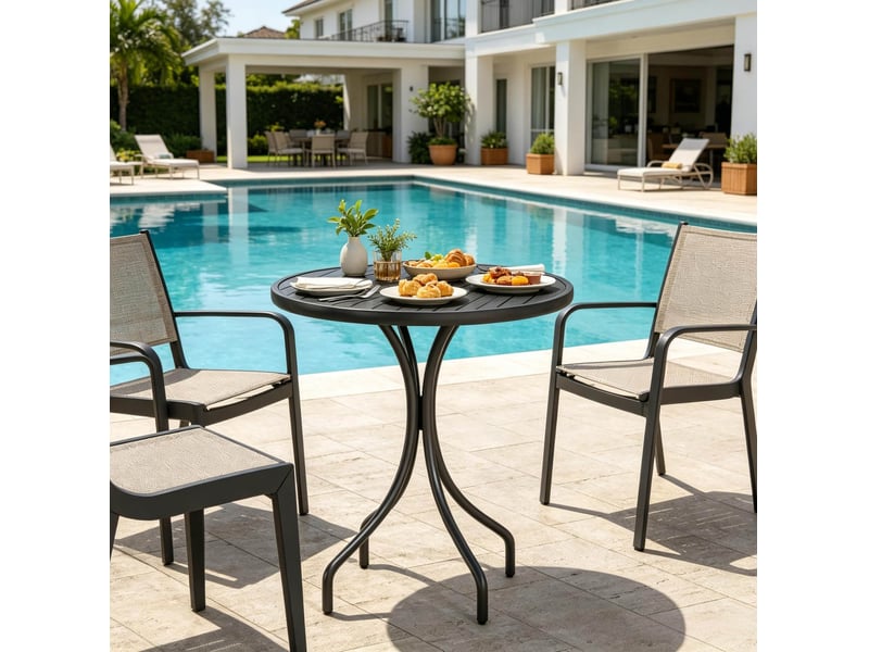  Stilvoller bistro-tisch, runder patio-tisch, akzenttisch, garten-beistelltisch  - Conforama E