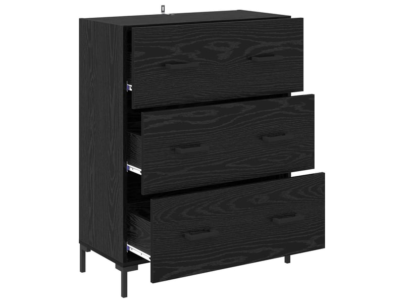  Buffet - bahut - meuble de rangement chêne noir 69,5 x 34 x 90 cm bois d'ingénierie et fer  - Conforama E