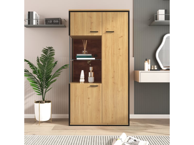 Vitrine - moderne - 150x77.5x40cm - led 15 couleurs - 3 étagères amovibles - verre trempé  - Conforama R