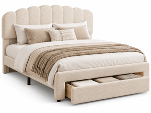 Lit avec rangement 160x200 cm YELENARO   coloris beige
